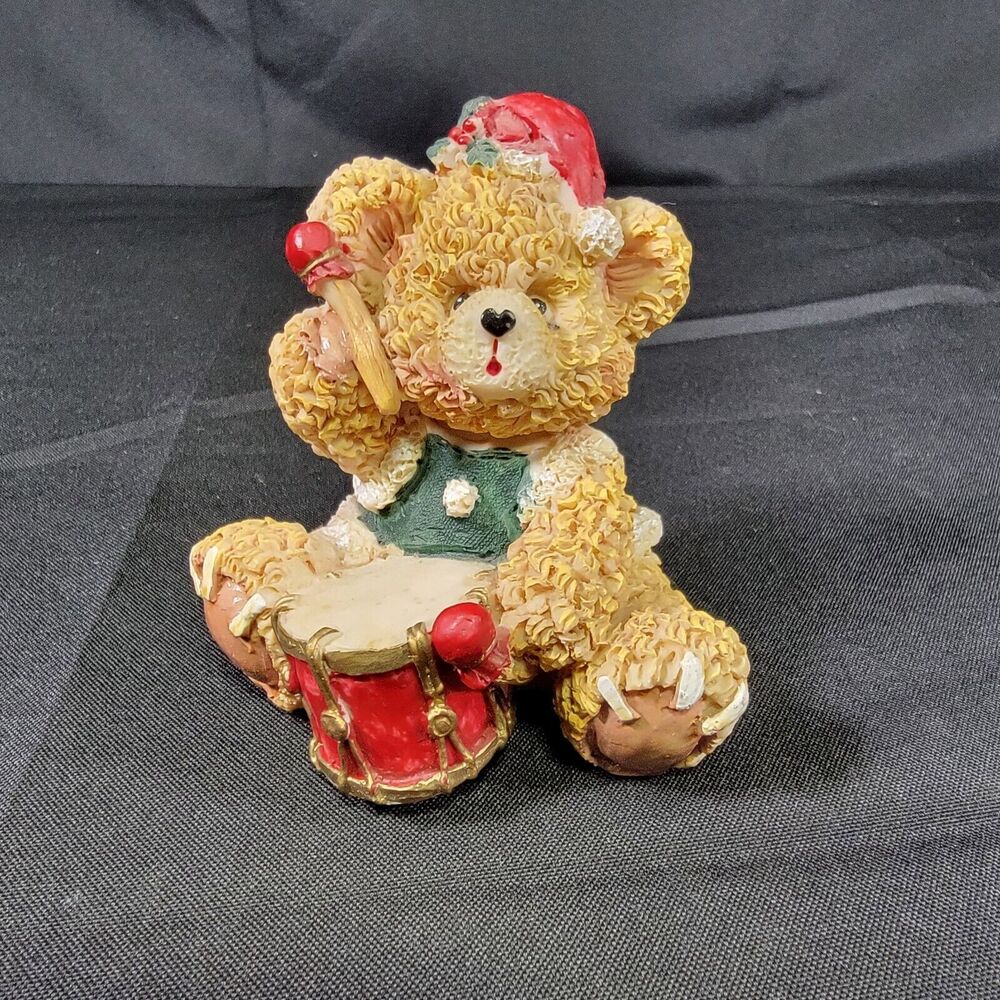 K's COLLECTION CERAMIC CHRISTMAS TEDDY BEAR DRUMMER FIGURINE